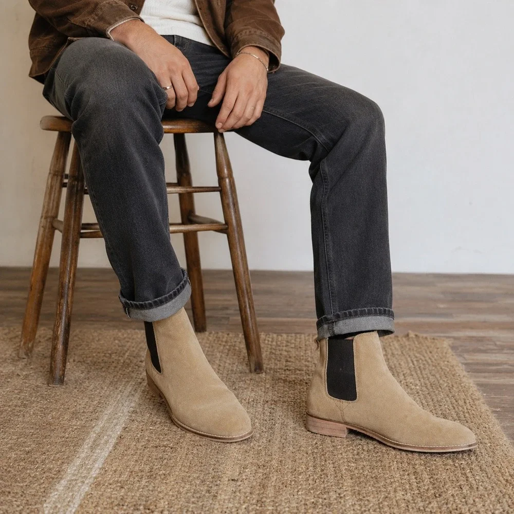 Urban Outfitters Chelsea Boots Suede Ankle Boot Tan Beige Casual Men's Size 9